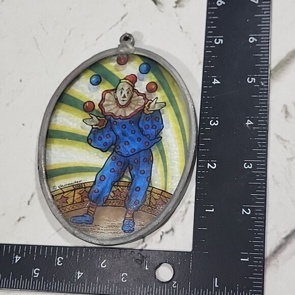 Glass Masters Suncatcher Juggling Circus Clown Carnival Oval Vintage 1980 - Picture 9 of 11